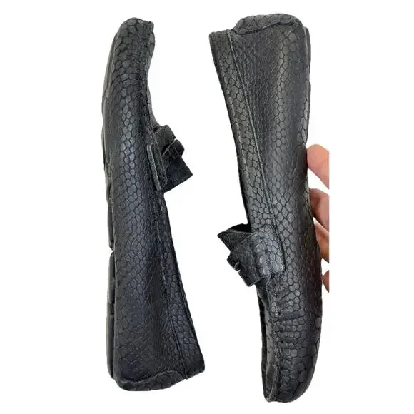 Charleston Shoe Co Tradd Penny Loafers Women's Sz 7 M Black Leather Slip-on Croc - Picture 3 of 12